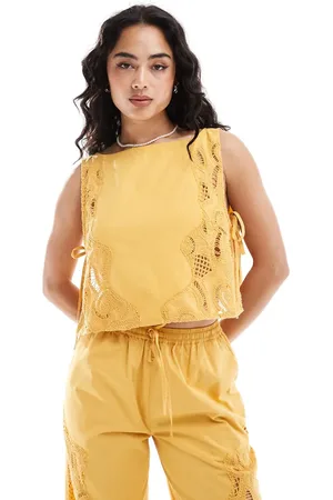ASOS Premium cutwork top with tie details co-ord in