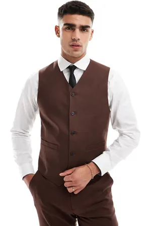 ASOS Super skinny with linen suit waistcoat in