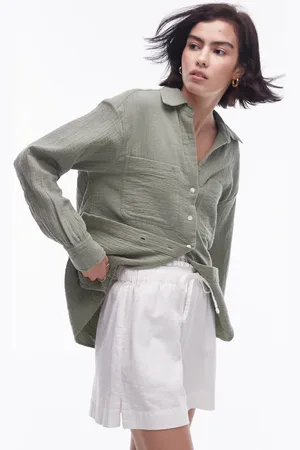Topshop Cotton casual shirt in khaki