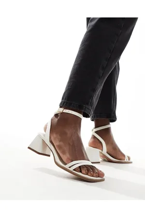 ASOS Honeydew mid block heeled sandals in ivory