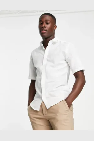 Only & Sons Short sleeve slim fit shirt in linen mix in