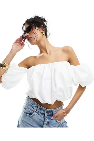 Stradivarius Puff detail off the shoulder bandeau top in