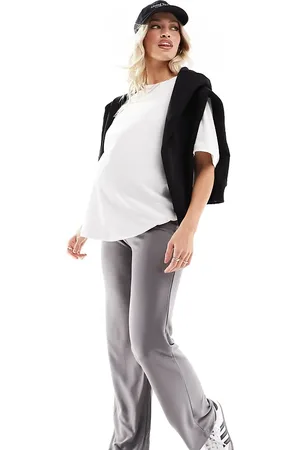 Mama;licious Mamalicious Maternity over the bump ribbed wide leg trousers in dark
