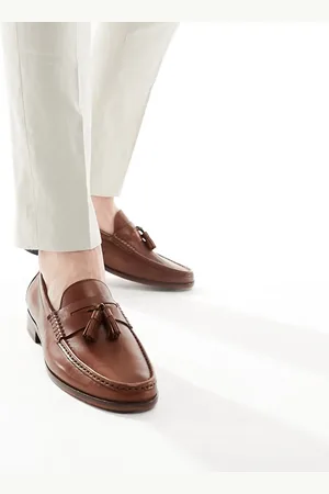 WALK LONDON Tino Tassel Loafers In Tan Leather