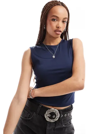 Weekday Inez slim fit tank top in blue