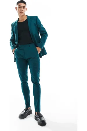 ASOS Super skinny with linen suit trouser in teal