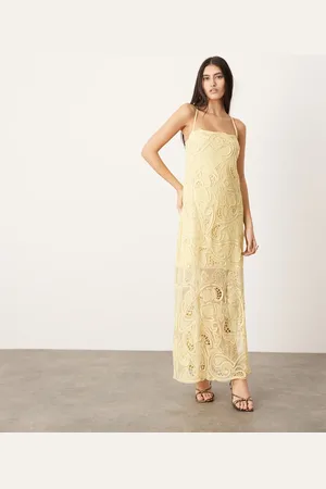 ASOS Embroidered cut work cami column midi dress in