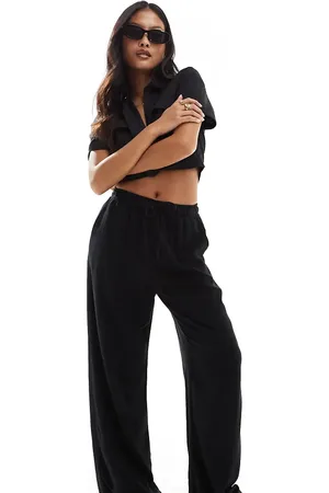 Stradivarius Petite linen look pull on trouser in