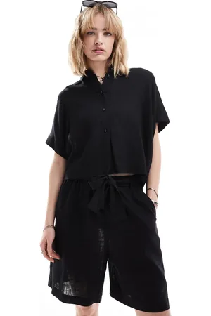 SELECTED Gulia cropped linen blend shirt co-ord in