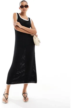 ASOS Knitted contrast stitch dress in mono