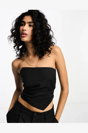 Stradivarius Tailored bandeau corset top in pinstripe