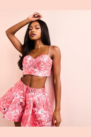 ASOS Co-ord jacquard cupped bralet in floral print