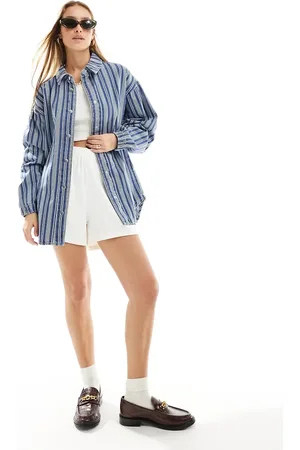 Pieces® Piece oversized shirt in striped denim