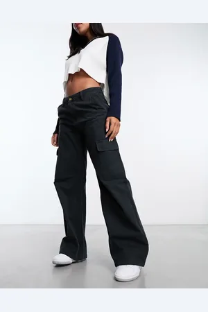 Stradivarius STR baggy cargo trouser in charcoal