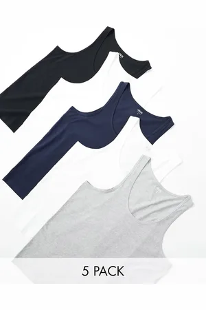 ASOS 5 pack vests in multiple colours
