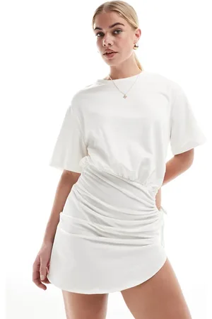 SNDYS Short sleeve ruched side cut out mini dress in