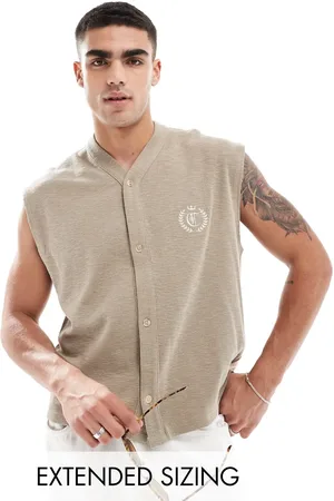 ASOS Relaxed button through vest with chest embroidery