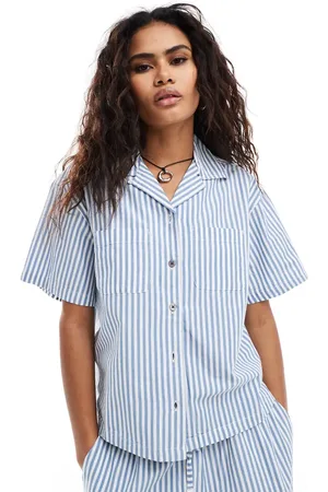Obey Co-ord cotton stripe shirt in