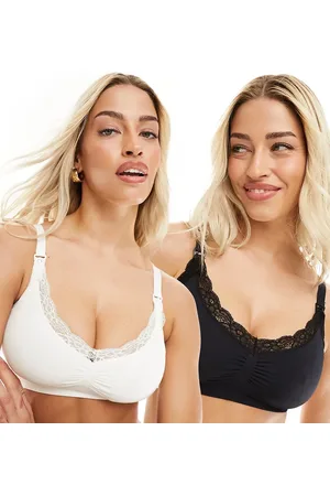 Lindex Maternity 2 pack seamless lace bras in white and black
