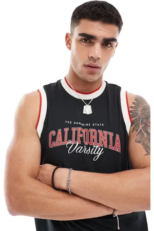 ASOS Relaxed vest with print and tipping