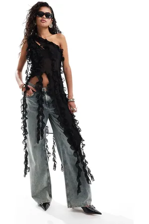 Amy Lynn Suki ruffle frill chiffon sheer top in