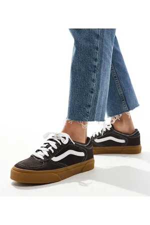 Vans Rowley trainers in dark and white with gum sole