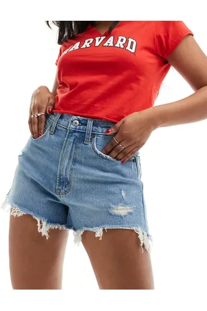 Abercrombie & Fitch Curve Love mom fit denim short in mid