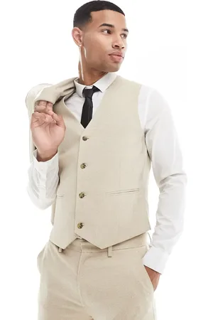 ASOS Wedding super skinny suit waistcoat in stone
