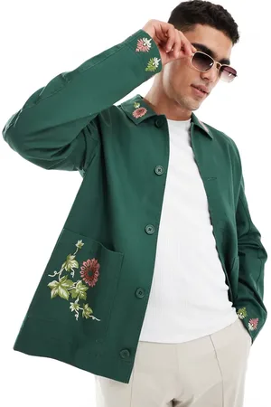 ASOS Embroidered worker jacket in