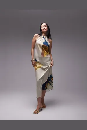 Topshop Halter maxi dress in floral