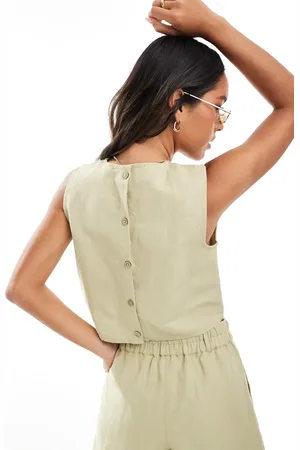 Pretty Lavish Boxy crop top co-ord in olive