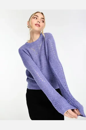 JDY Round neck pointelle detail jumper in