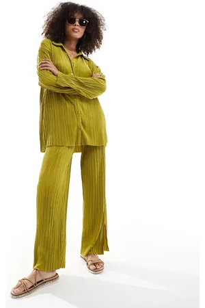 ONLY Exclusive plisse trouser co-ord in