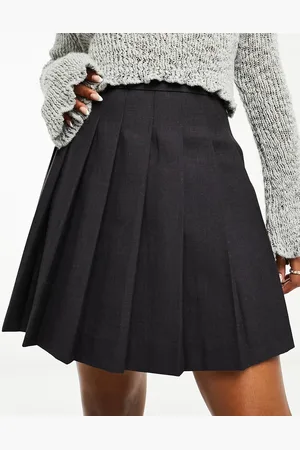 & OTHER STORIES Pleated wool mini skirt in dark