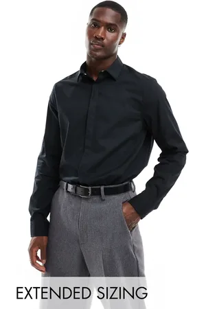 ASOS Wedding regular textured shirt with square collar in