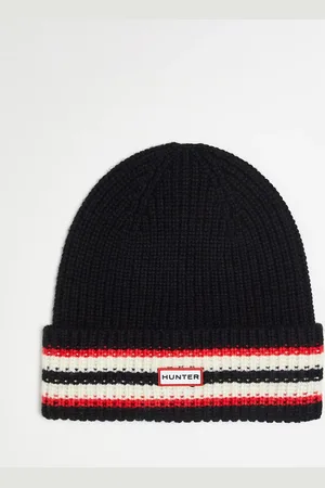 Hunter Unisex knitted beanie in black with stripe