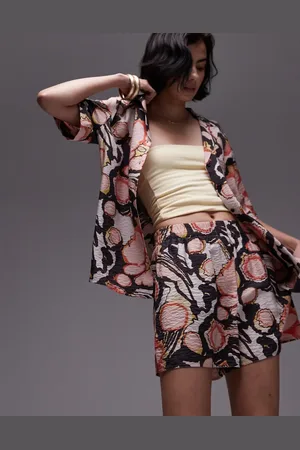 Topshop Co-ord crinkle resort print short in