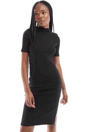 French Connection Ribbed jersey turtle neck dress in