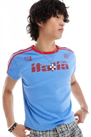 COLLUSION Italia print football top with cap sleeve muscle fit
