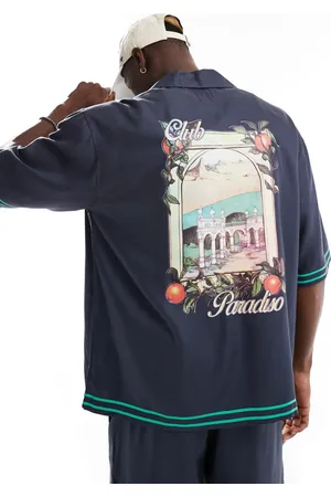 Only & Sons Revere collar shirt co-ord with paradiso back print in