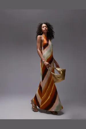 Topshop Halter neck maxi dress in stripe