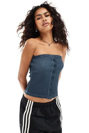 COLLUSION Washed rib button bandeau in