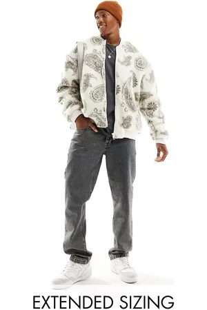 ASOS Oversized paisley borg bomber jacket in ecru