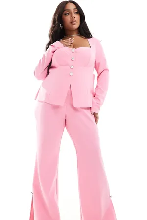 ASOS Curve co-ord slim fit tailored trouser with embellished button detail in