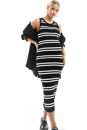 ASOS ASOS DESIGN Maternity knitted tank midaxi dress in stripe