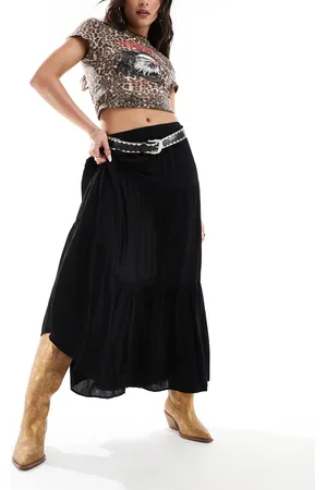 Stradivarius Boho crinkle maxi skirt in