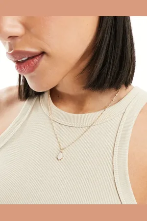 ASOS Necklace with molten faux pearl pendant in tone