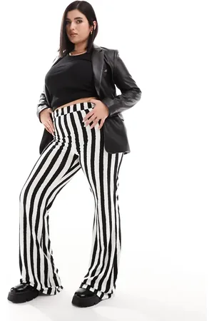Noisy May Jersey flare trouser in stripe