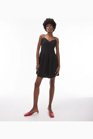 Topshop Strappy pleated mini sundress in