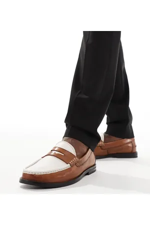 ASOS Penny loafers in tan and white leather